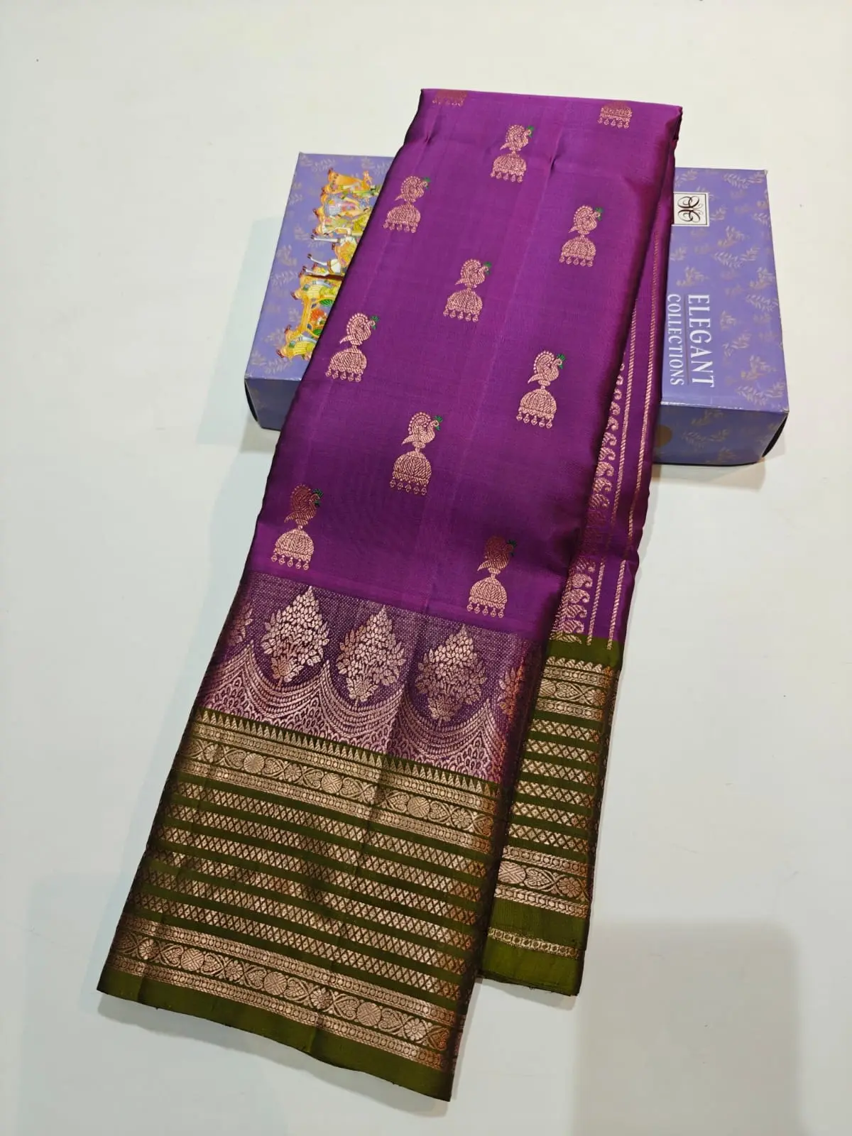Peacock and Jhumka Kanchi Handloom Soft Silk Saree